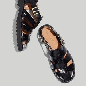 BNIB NEW MADEWELL Cari Black Leather Fisherman Lugsole Sandals Shoes US 7.5 $128